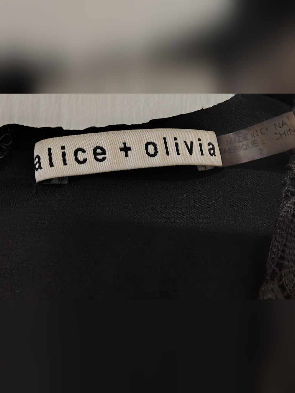 Alice + Olivia Patrice A-Line Lace Dress Black and Cream Women's 2 Floral - Picture 12 of 16